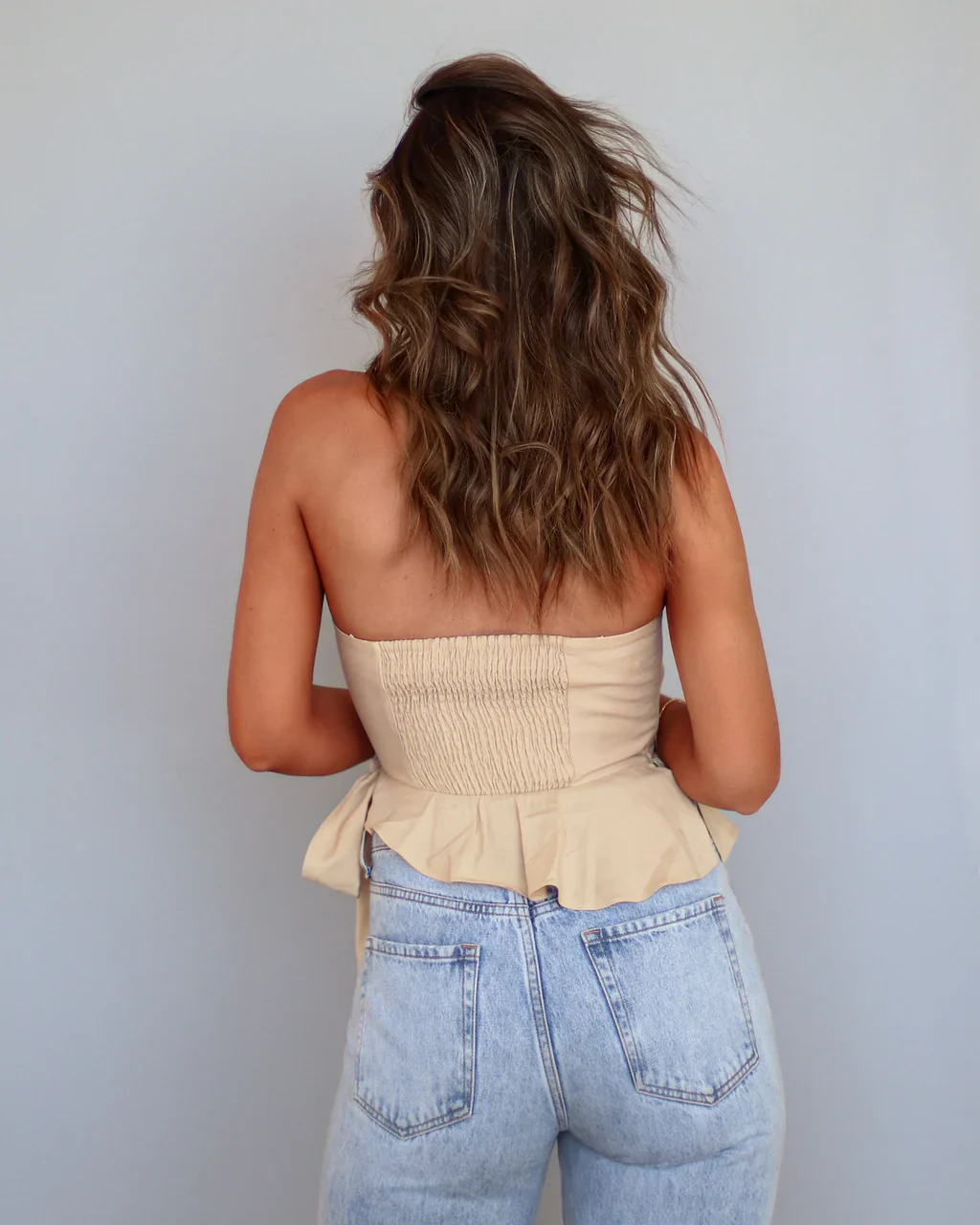 Rita Strapless Drape Crop Top
