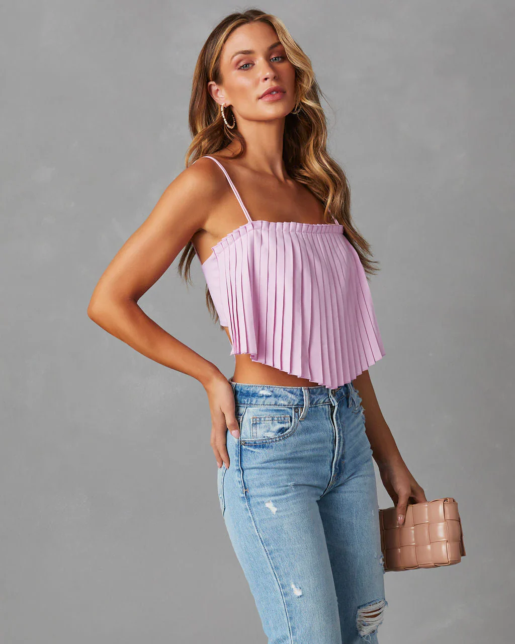 Nelle Pleated Tie Back Crop Top