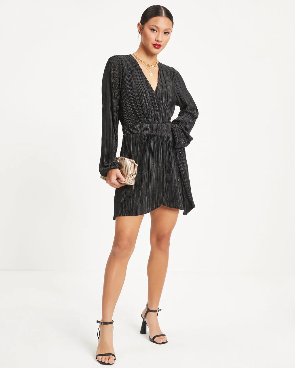 Beyond Imagination Plisse Wrap Mini Dress