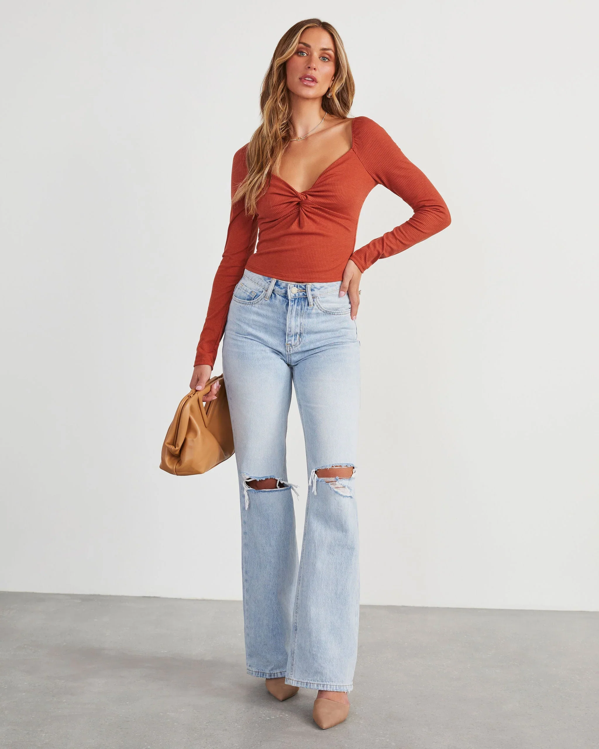 Rozalia Twisted Front Long Sleeve Top