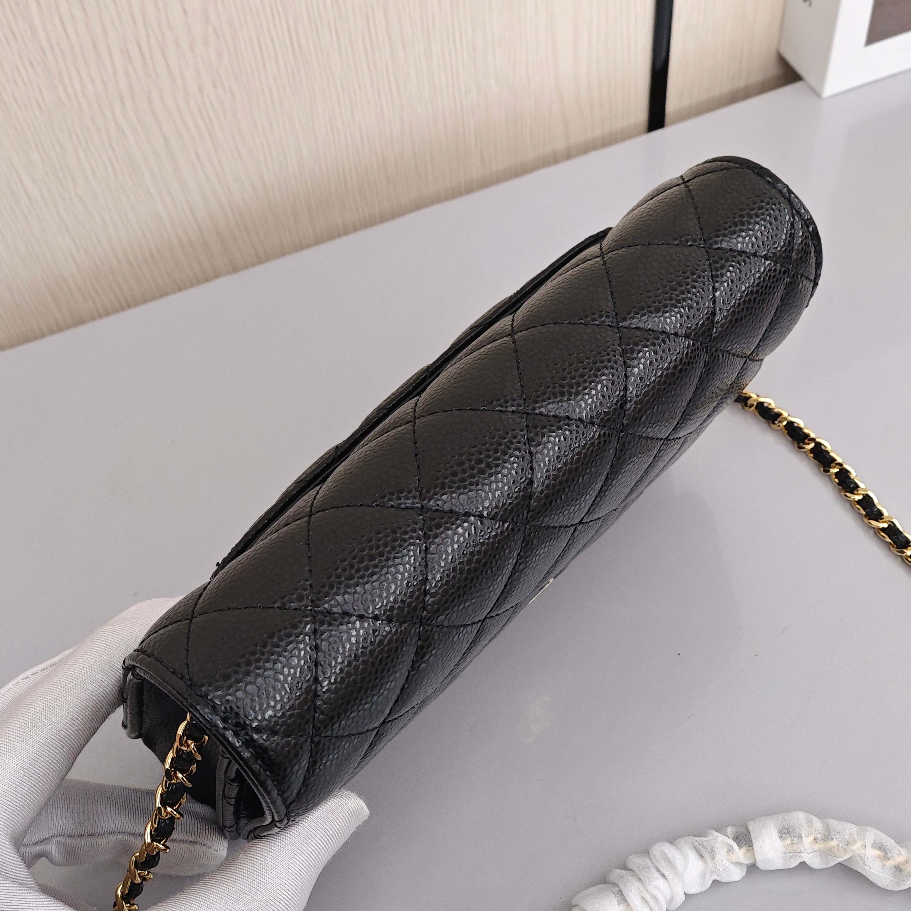 CHANEL WOC Gold - Buckle Chain Strap Crossbody Bag, Women's Style, Black