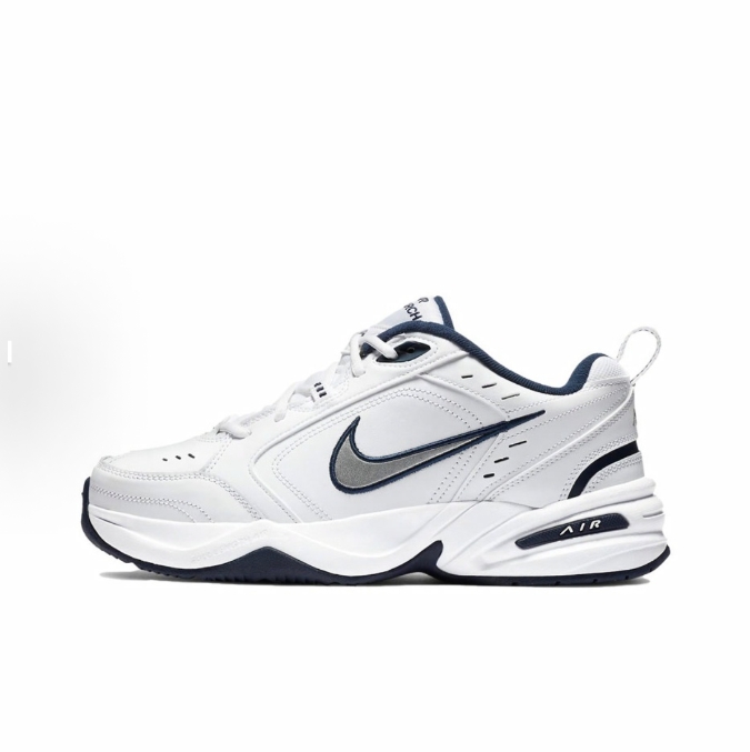 Nike Air Monarch 4 White Navy Vintage classic non-slip low top Daddy shoes men and women with the same blue and white