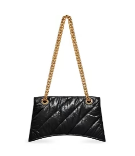 Balenciaga CRUSH old gold B logo cattle leather hand crossbody shoulder bag Women's black