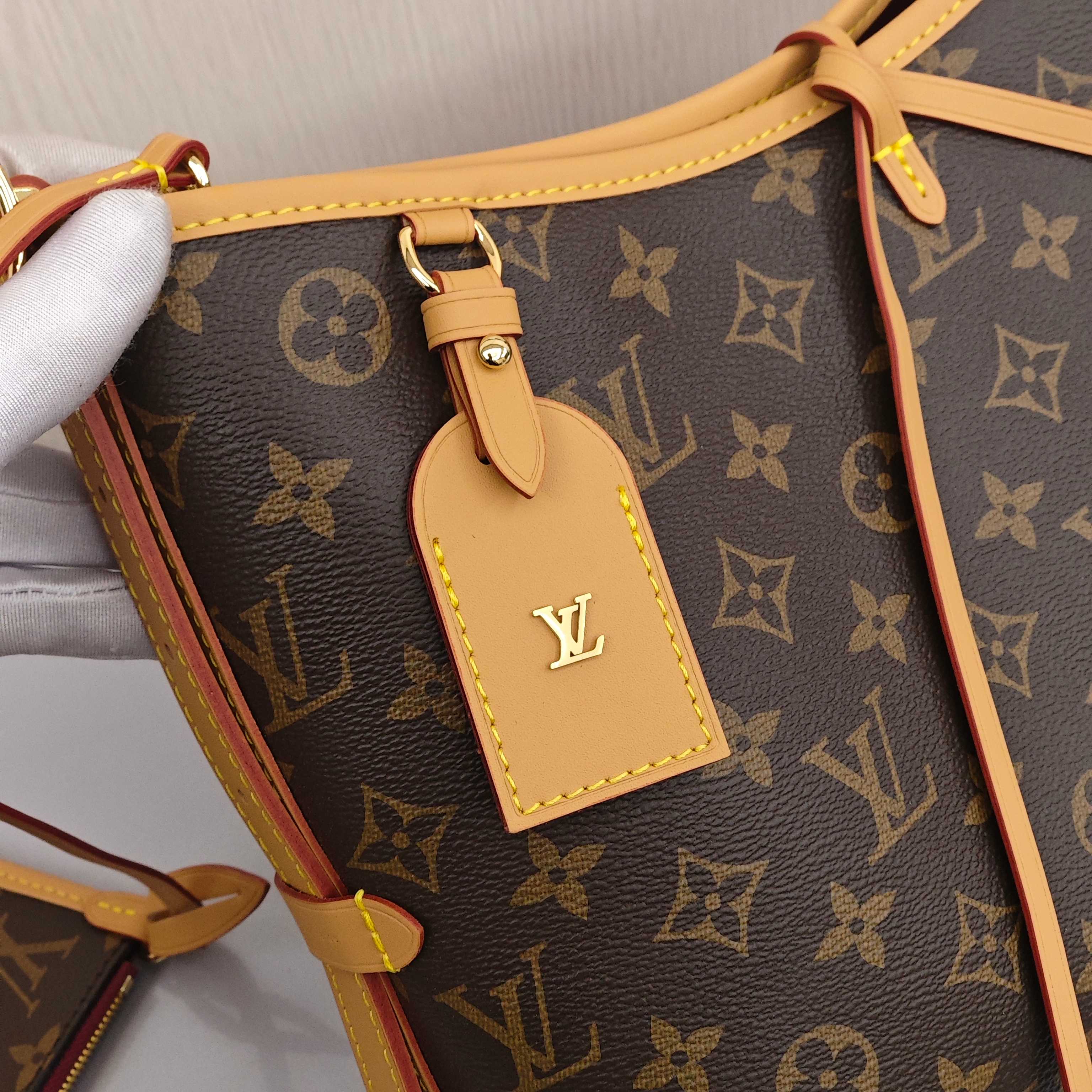 LOUIS VUITTON Carryall PM Small - sized Women's Tote/Shoulder Bag with Monogram Canvas All - Over Print (Mother - and - Child Bag), Brown