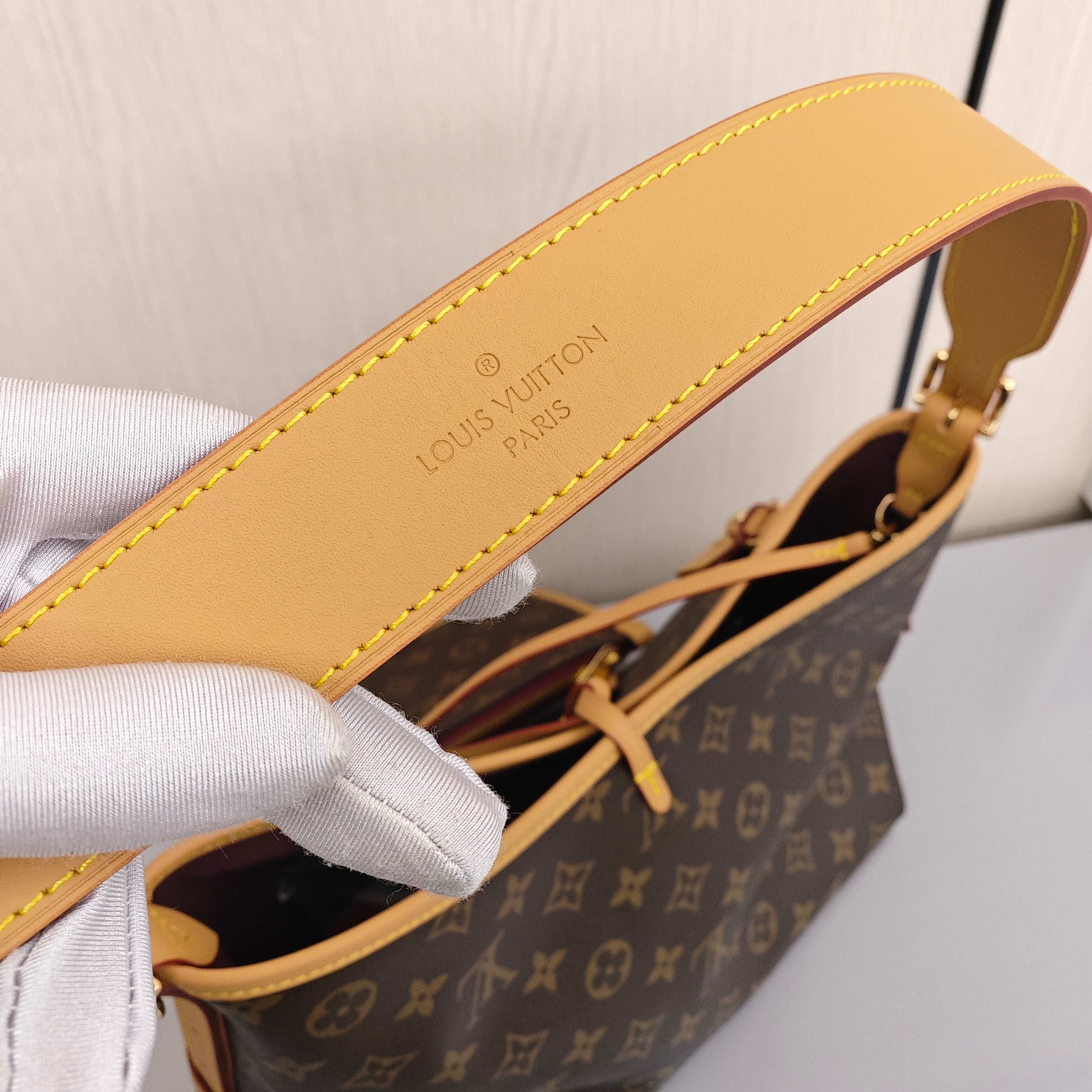 LOUIS VUITTON Carryall PM Small - sized Women's Tote/Shoulder Bag with Monogram Canvas All - Over Print (Mother - and - Child Bag), Brown