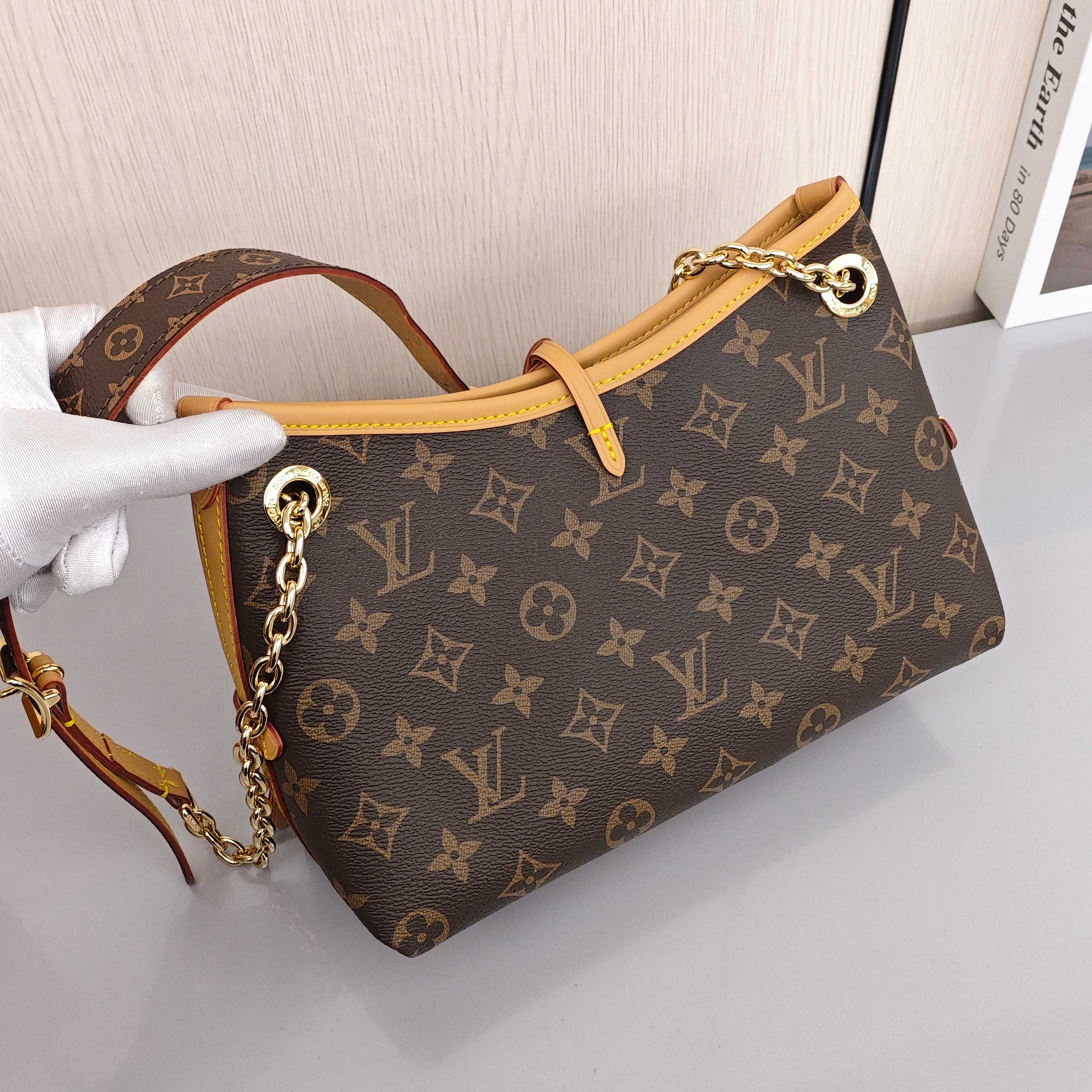 LOUIS VUITTON Carryall BB Women's Shoulder Bag with Monogram Pattern, Brown