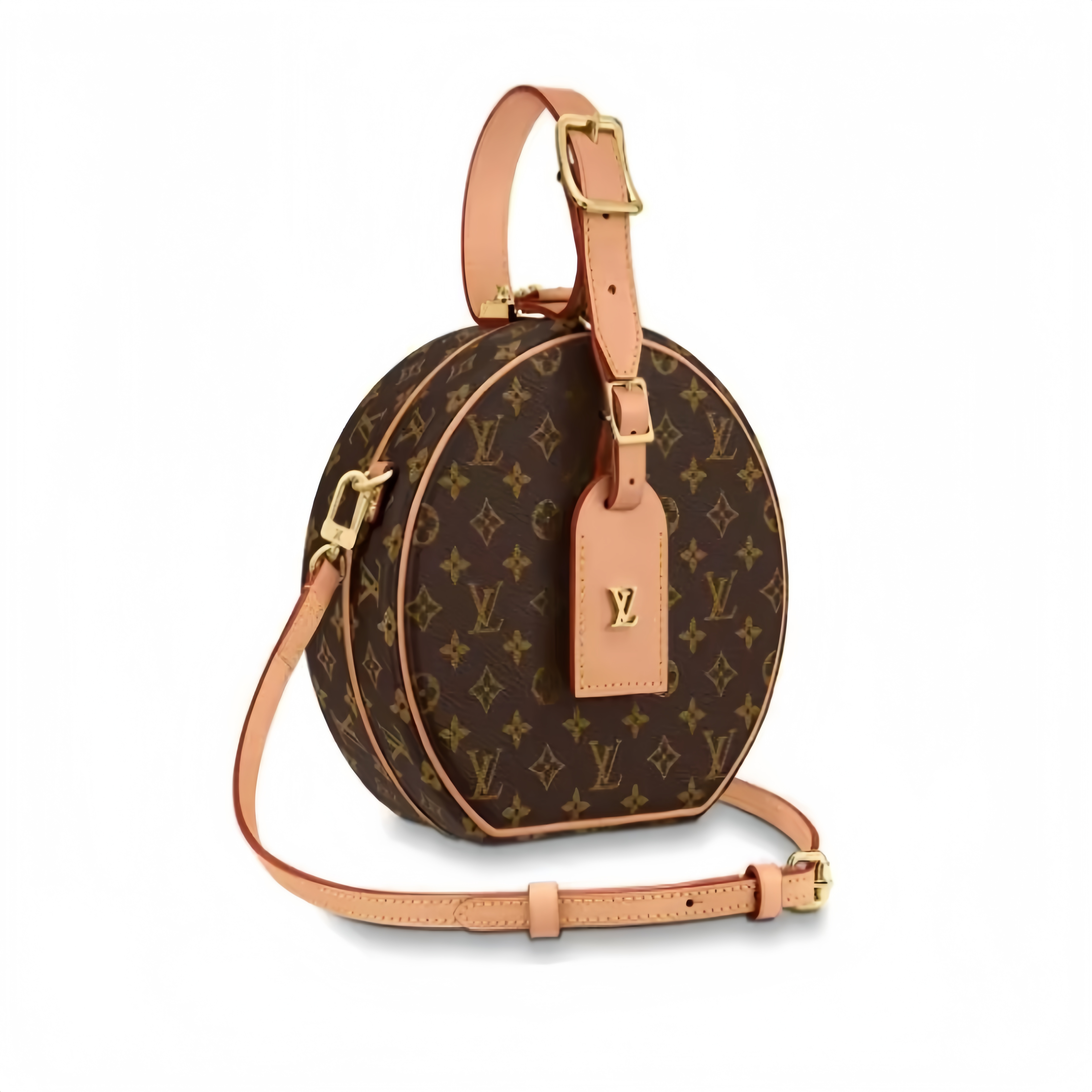 LOUIS VUITTON Boite Chapeau Souple PM Small - sized Women's Shoulder/Crossbody Bag with Monogram Canvas All - Over Print and Zipper Closure, Brown
