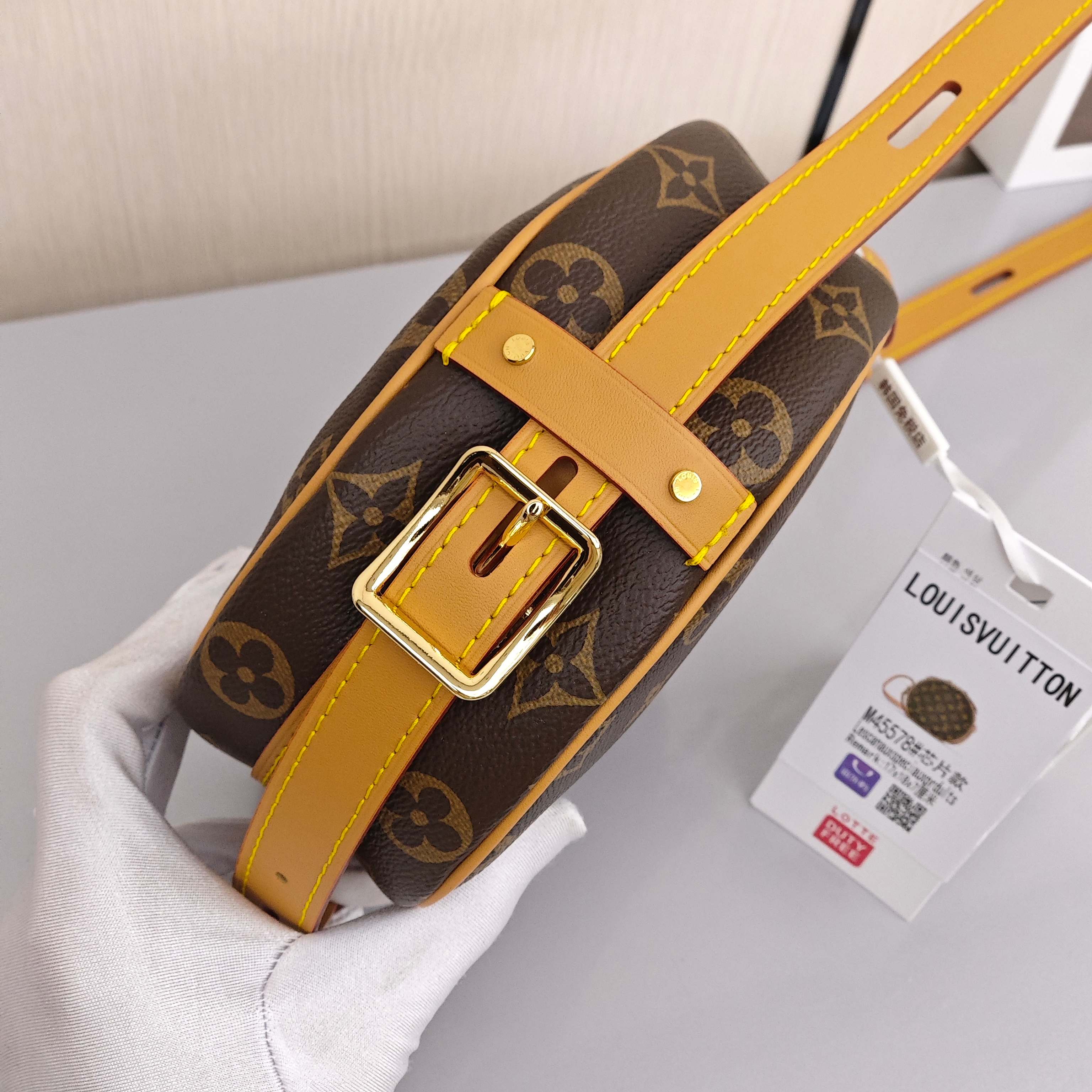 LOUIS VUITTON Boite Chapeau Souple PM Small - sized Women's Shoulder/Crossbody Bag with Monogram Canvas All - Over Print and Zipper Closure, Brown