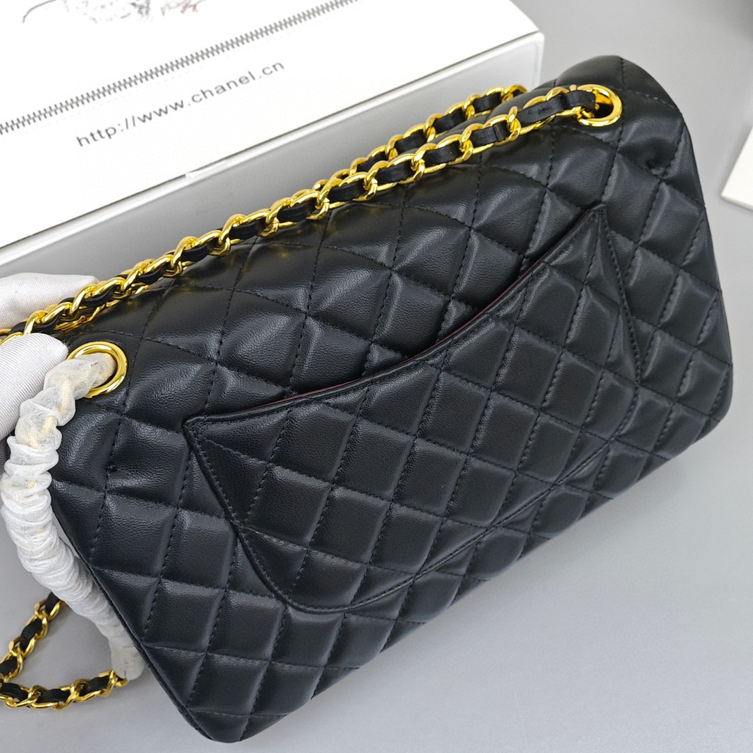 CHANEL Classic Flap CF Mini - Maxi Shoulder/Crossbody Bag with Quilted Pattern and Gold - Tone Hardware, Made of Lambskin Leather, Mini Size, for Women, Black
