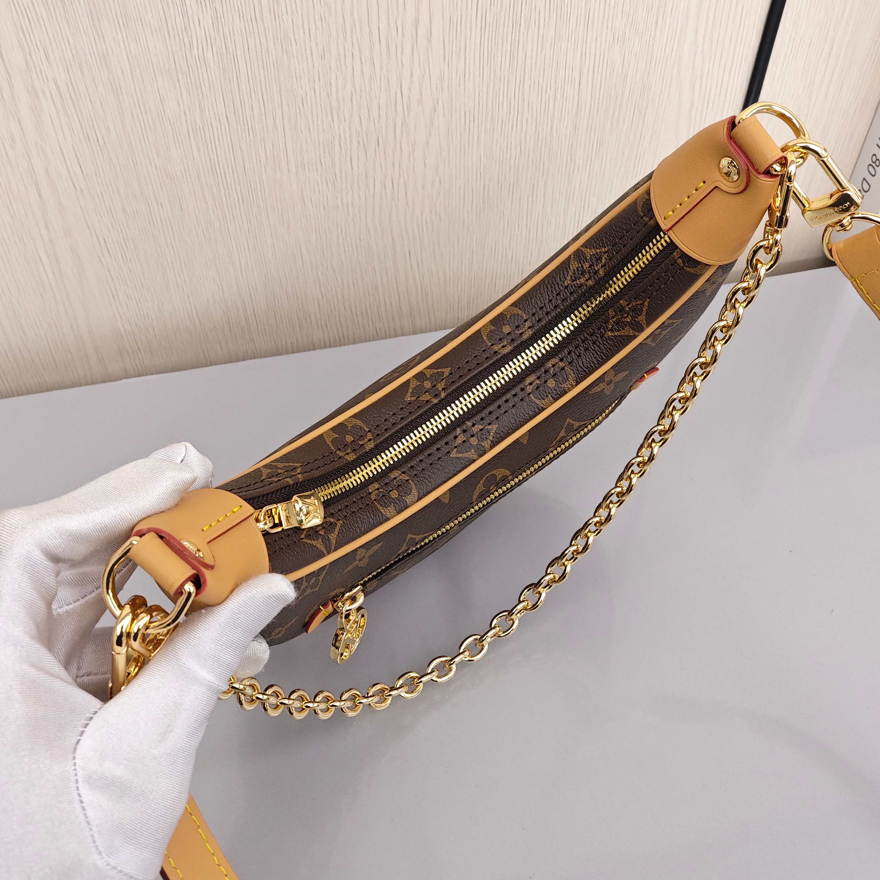 LOUIS VUITTON Loop Women's Handbag/Shoulder Bag with Monogram Canvas All - Over Print and Chain Shoulder Strap, Brown