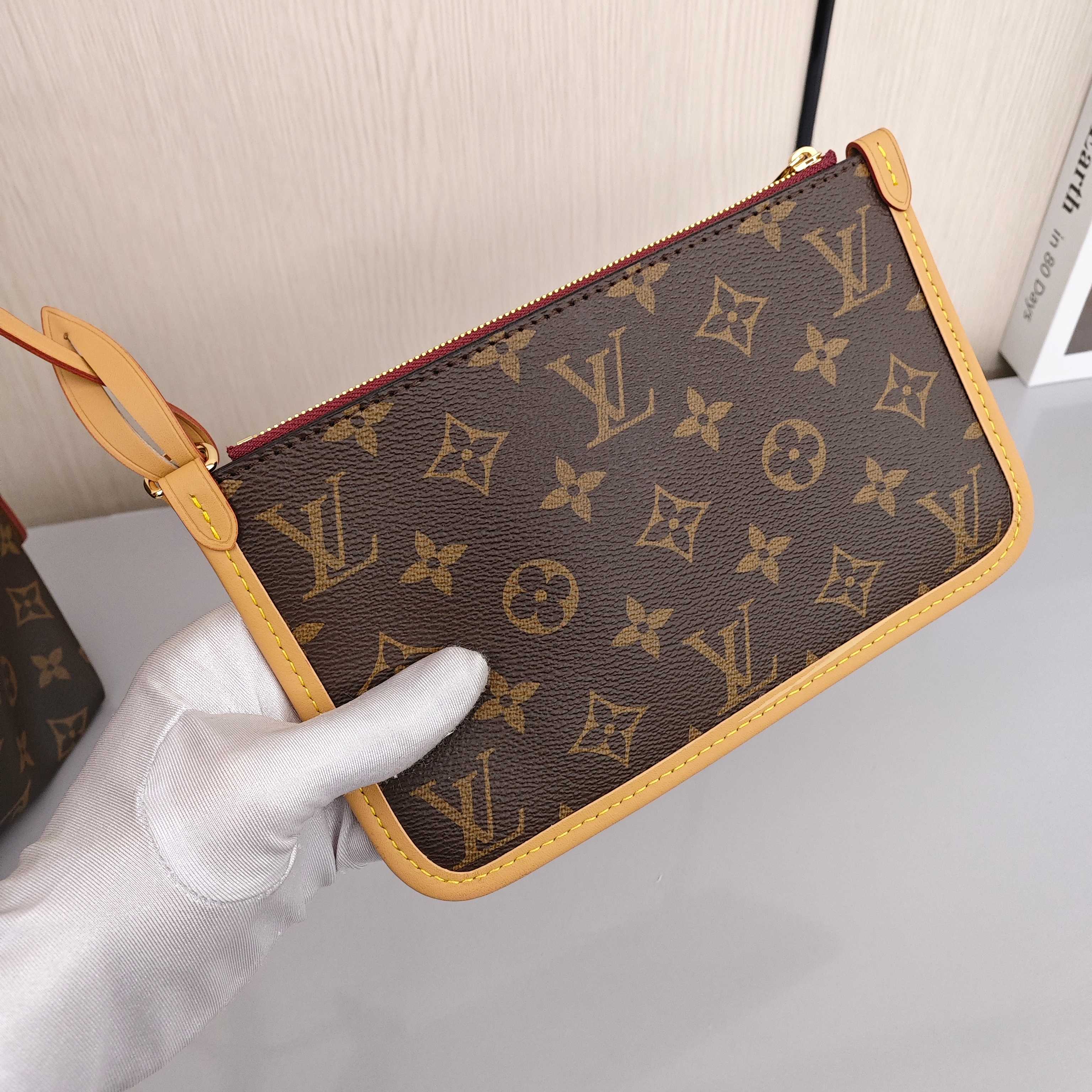 LOUIS VUITTON Carryall PM Small - sized Women's Tote/Shoulder Bag with Monogram Canvas All - Over Print (Mother - and - Child Bag), Brown