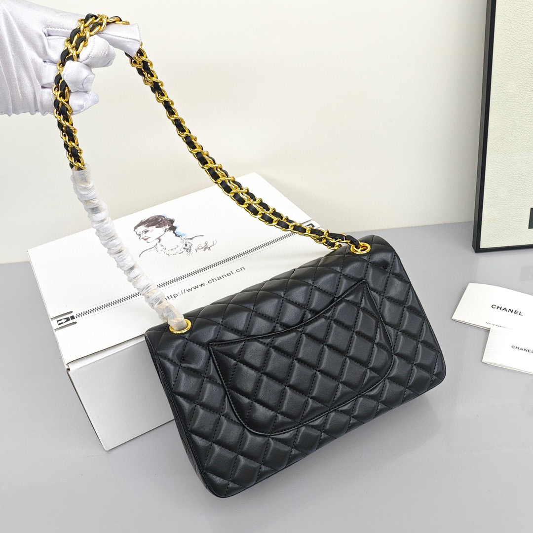 CHANEL Classic Flap CF Mini - Maxi Shoulder/Crossbody Bag with Quilted Pattern and Gold - Tone Hardware, Made of Lambskin Leather, Mini Size, for Women, Black