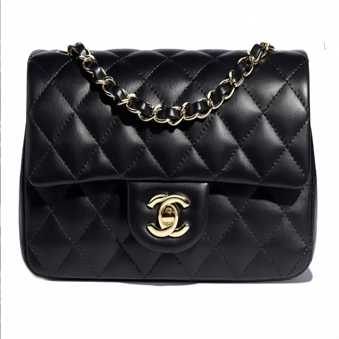 CHANEL Classic Flap CF Mini - Maxi Shoulder/Crossbody Bag with Quilted Pattern and Gold - Tone Hardware, Made of Lambskin Leather, Mini Size, for Women, Black