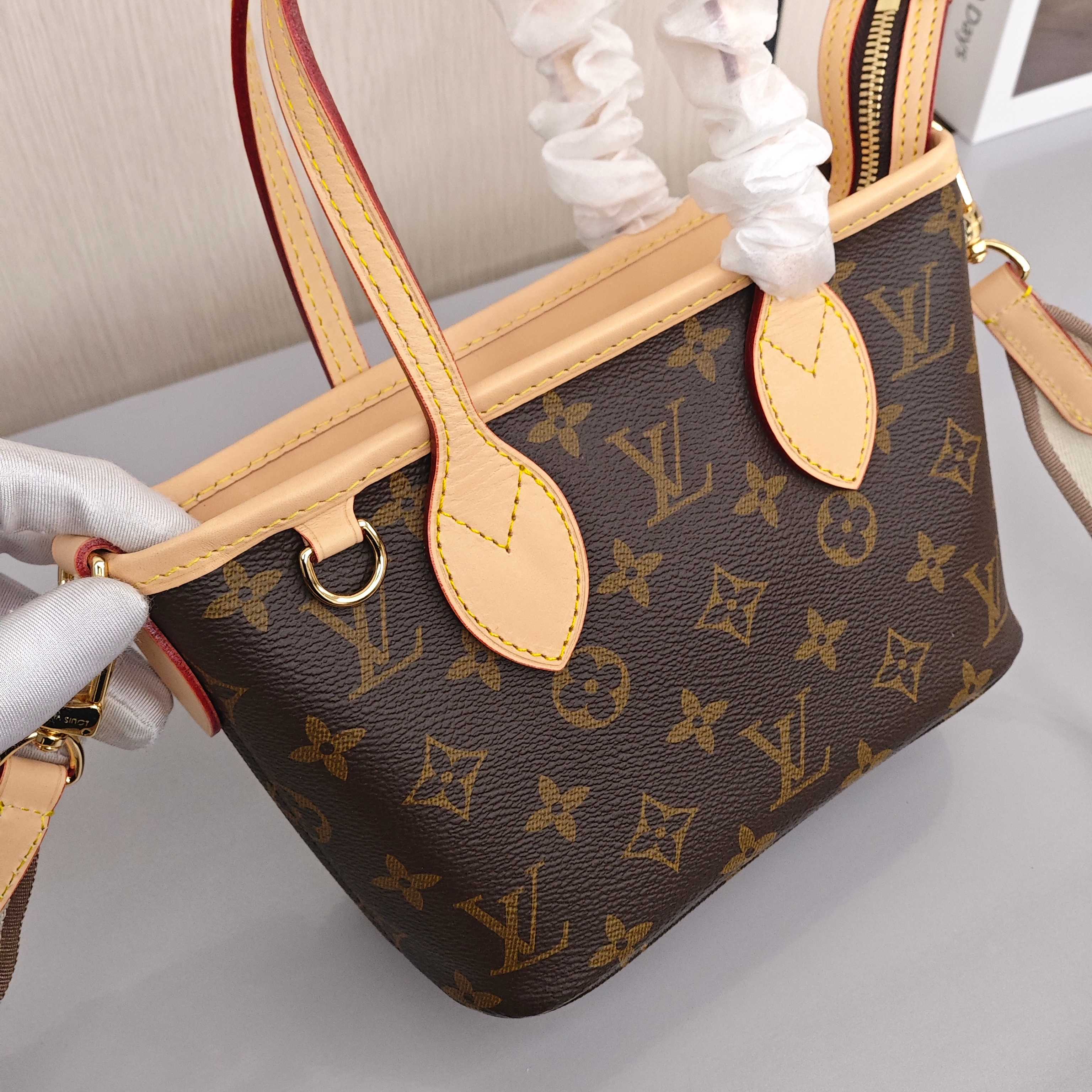 LOUIS VUITTON NEVERFULL Small - sized Women's Canvas Tote Bag/Shopping Bag/Handbag, Brown