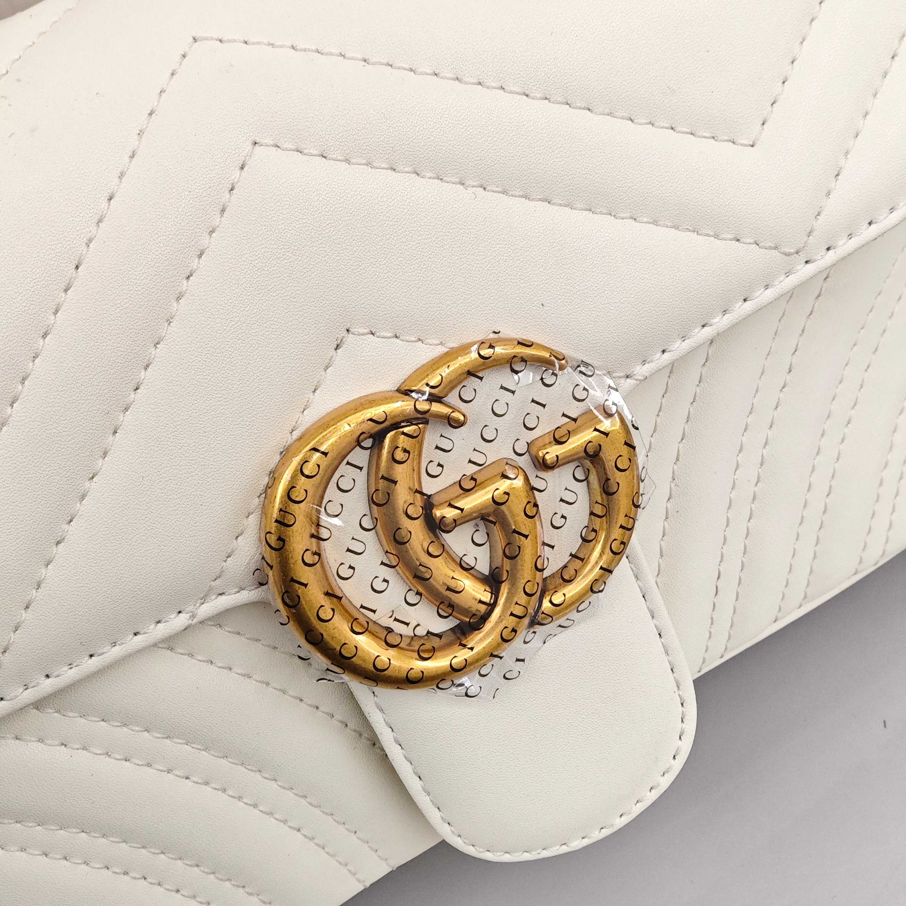 GUCCI GG Marmont Women's Leather Crossbody/Shoulder Bag, White