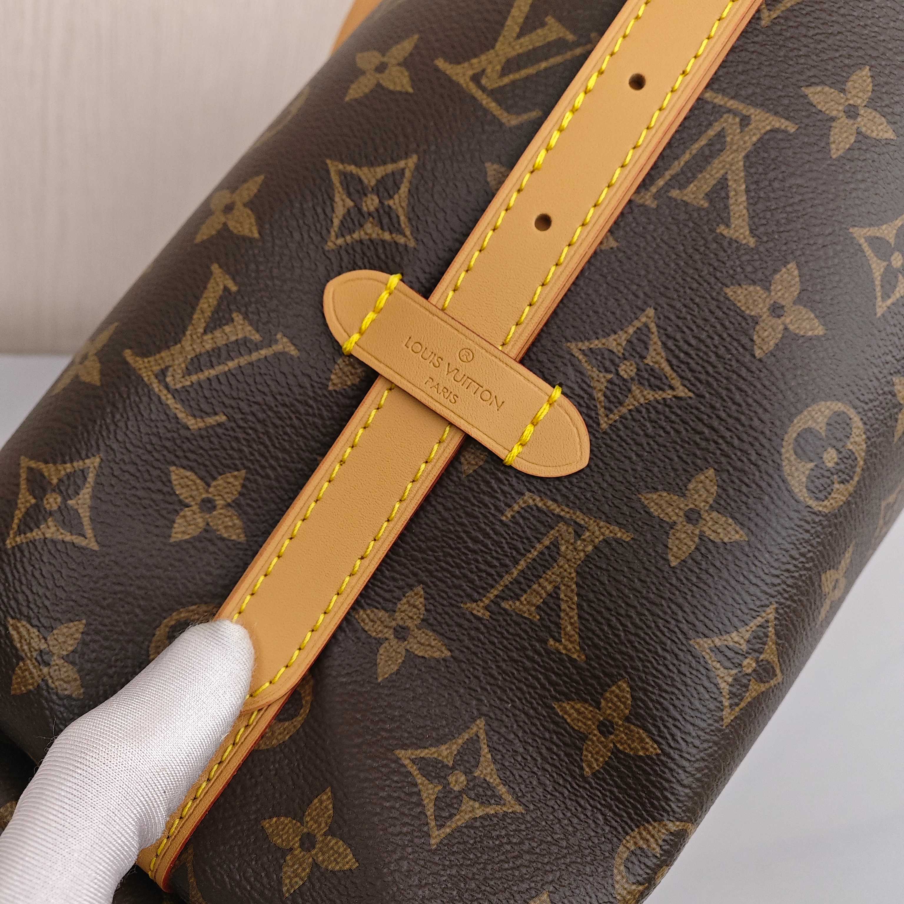 LOUIS VUITTON Carryall PM Small - sized Women's Tote/Shoulder Bag with Monogram Canvas All - Over Print (Mother - and - Child Bag), Brown