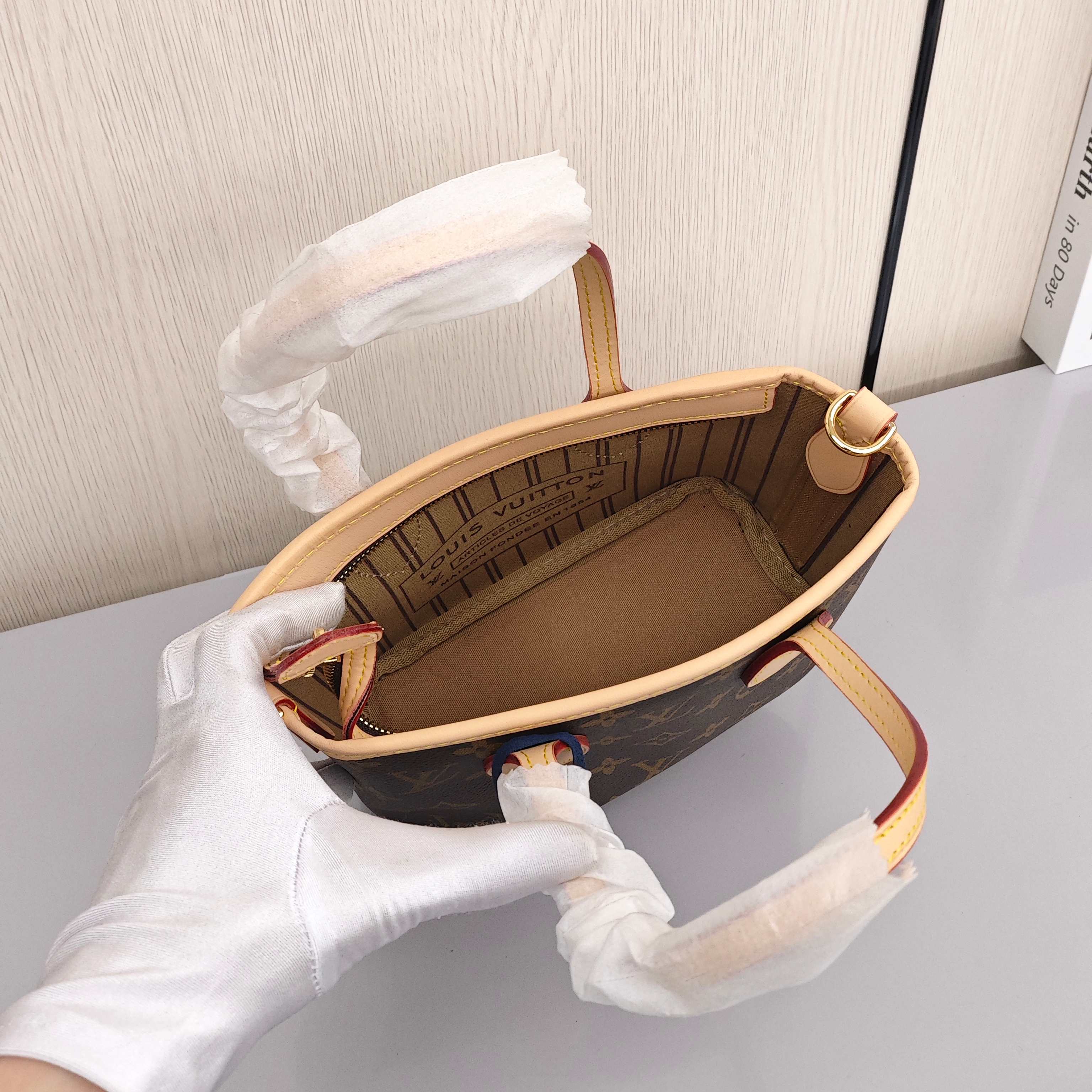 LOUIS VUITTON NEVERFULL Small - sized Women's Canvas Tote Bag/Shopping Bag/Handbag, Brown