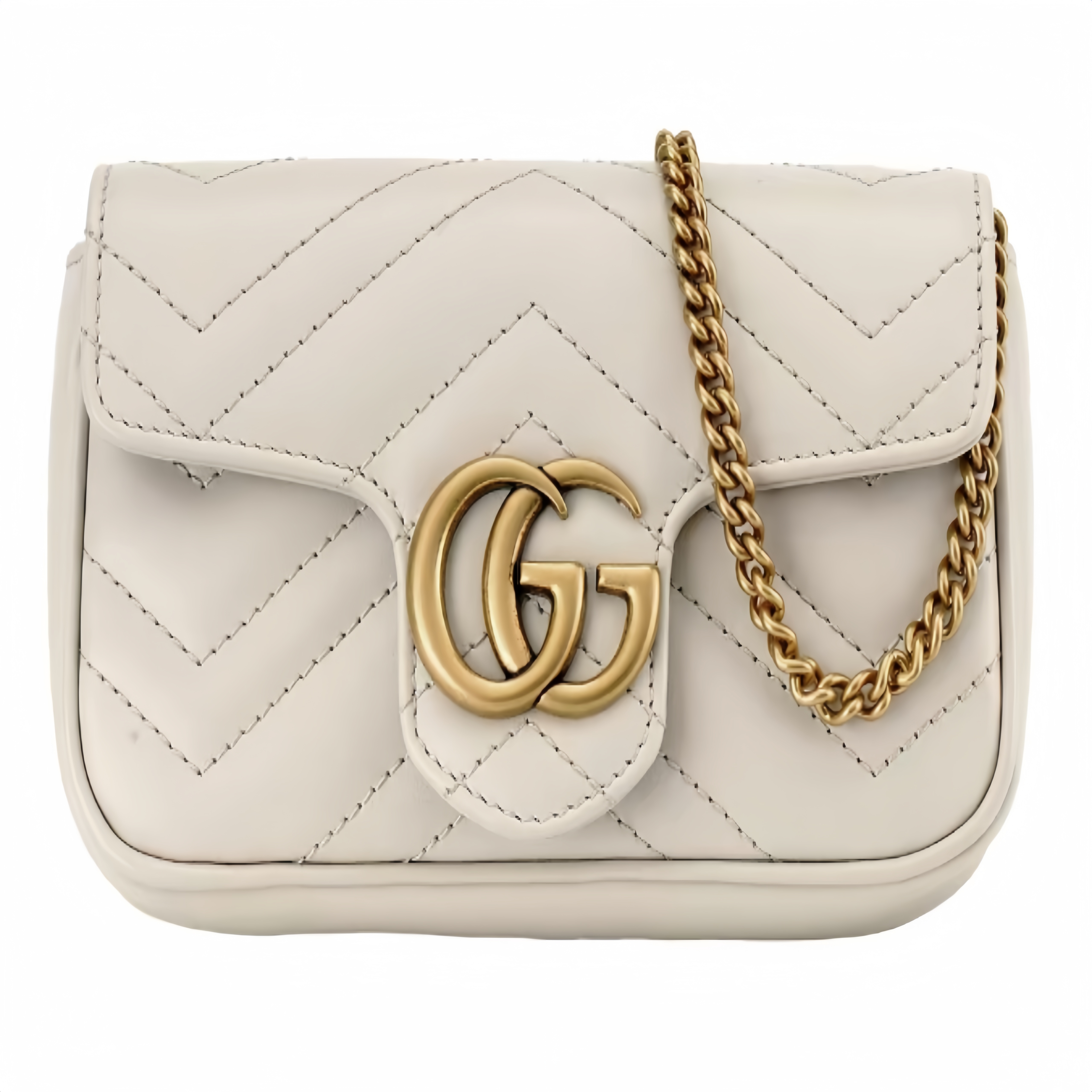 GUCCI GG Marmont Mini Leather Shoulder/Crossbody Bag, Super Mini, Women's, Light Gray