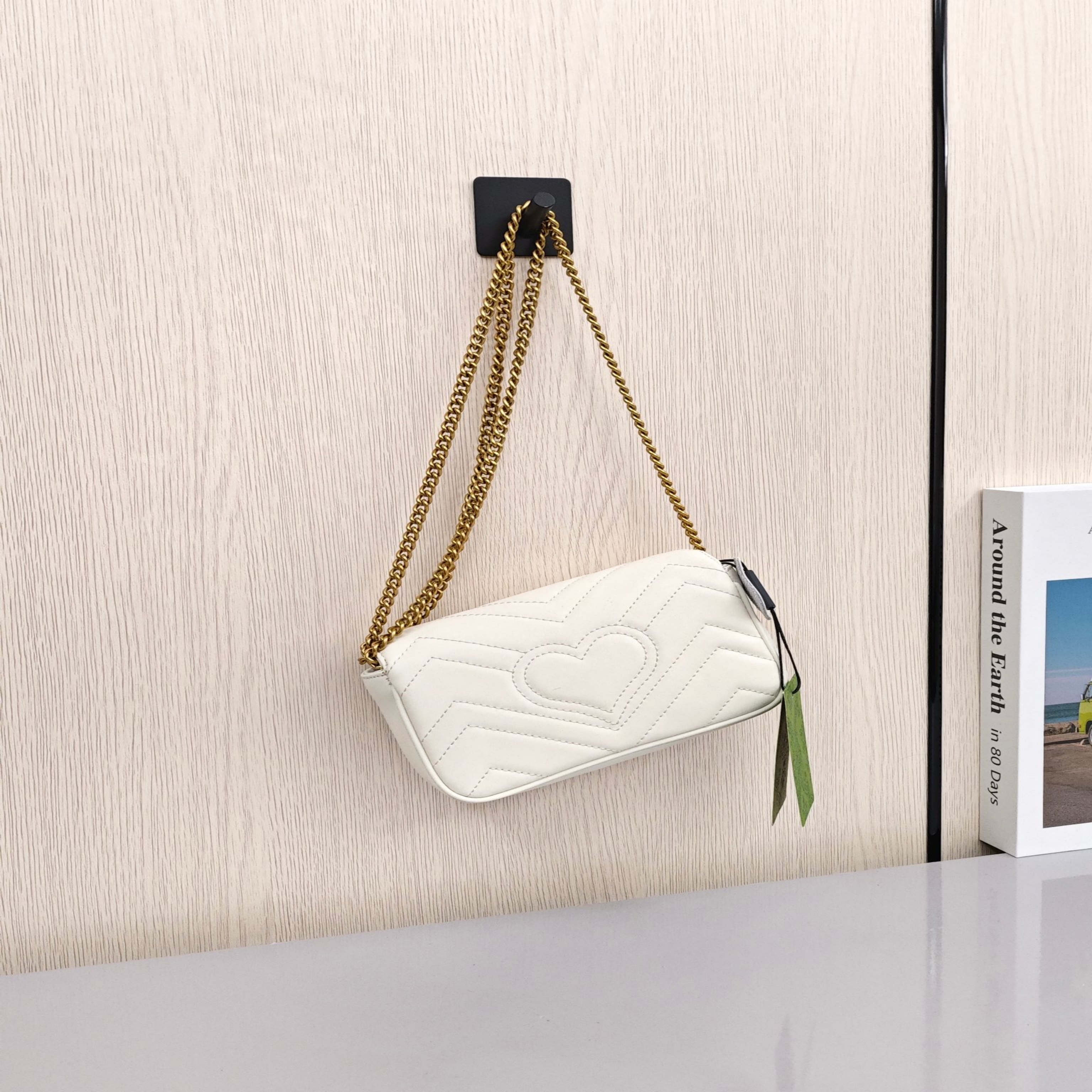 GUCCI GG Marmont Mini Leather Shoulder/Crossbody Bag, Super Mini, Women's, Light Gray