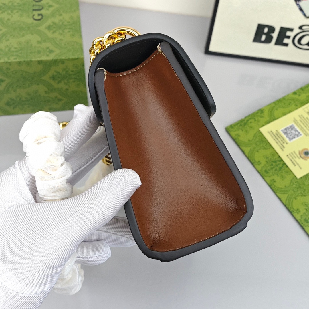 GUCCI Padlock Moonlight Treasure Box Collection Canvas - and - Leather - Trimmed Canvas Bag with Lock Closure, Small Size, Women's Style, Ebony/Black