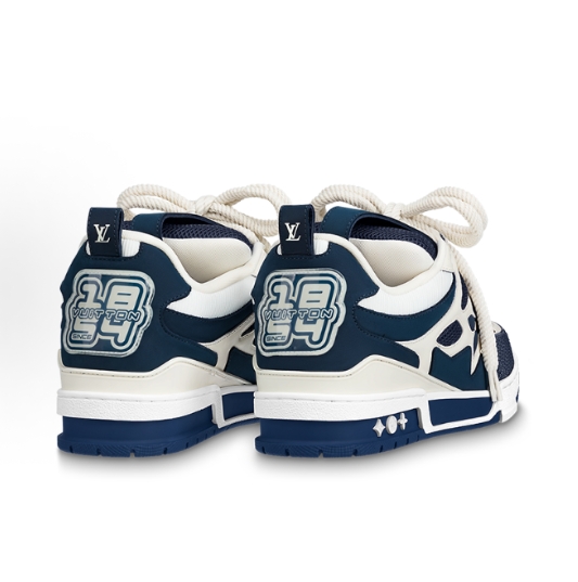 LOUIS VUITTON Skate Round-toe lace-up anti-slip low-top casual shoes for men and woman in blue and white