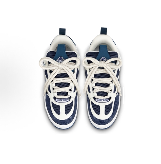 LOUIS VUITTON Skate Round-toe lace-up anti-slip low-top casual shoes for men and woman in blue and white