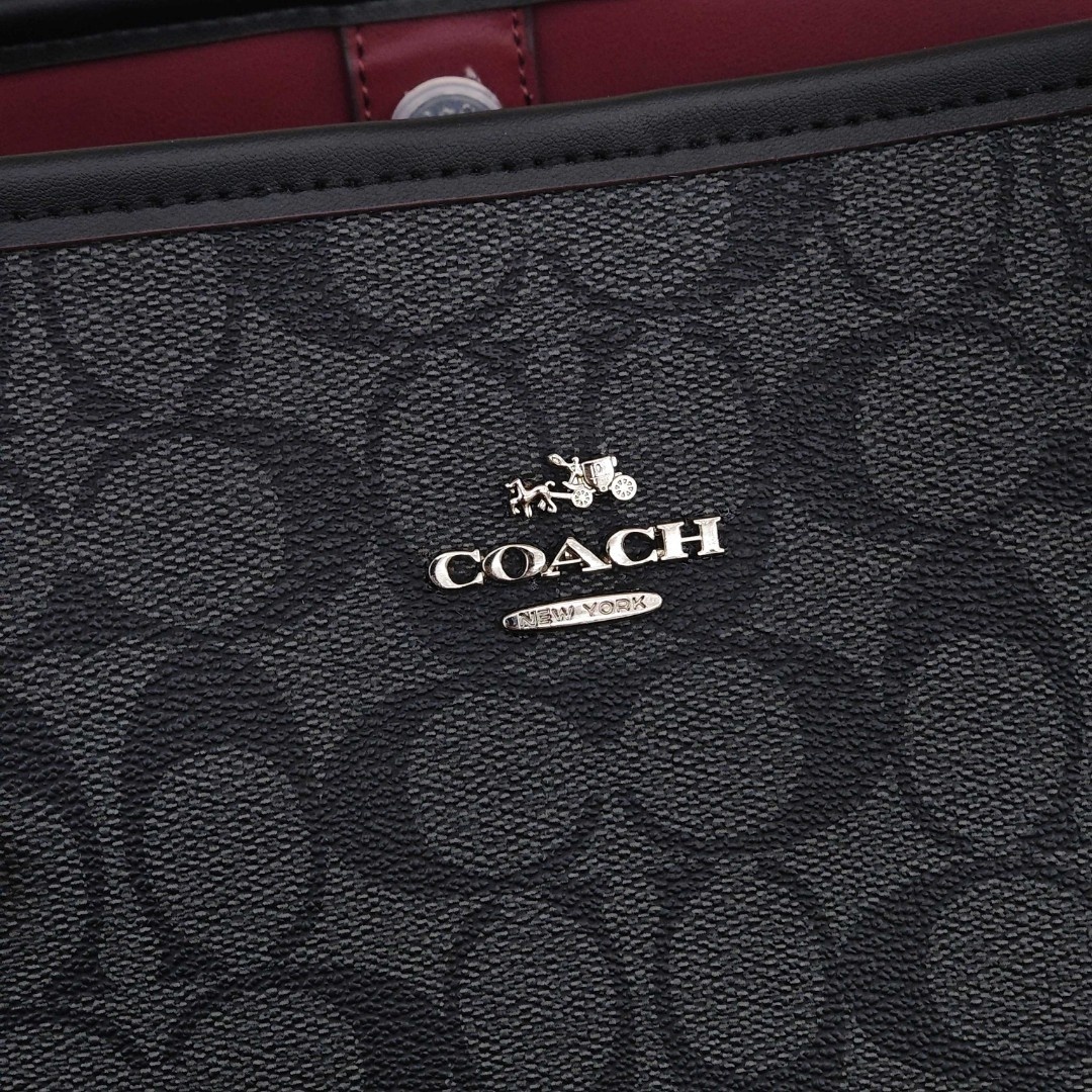 COACH City 33 Synthetic Leather Tote Bag / Shopping Bag / Handbag, Large Size, Women's Style, Carbon Black