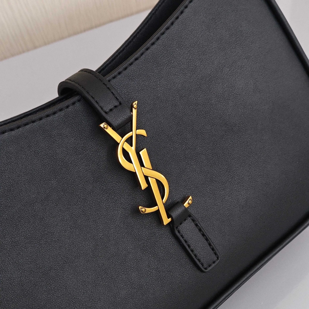 SAINT LAURENT YSL LE5A7, Cowhide Leather Handheld and Shoulder Bag, Women's Style, Black