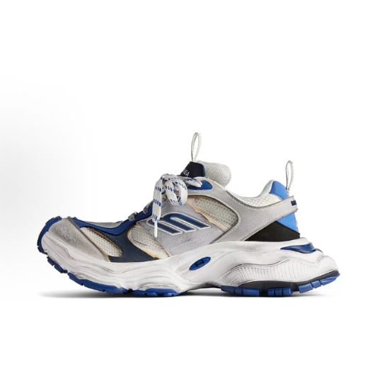 Balenciaga Parisian Cargo round-toe lacing comfortable and versatile low-top casual shoes for man and woman in white and blue