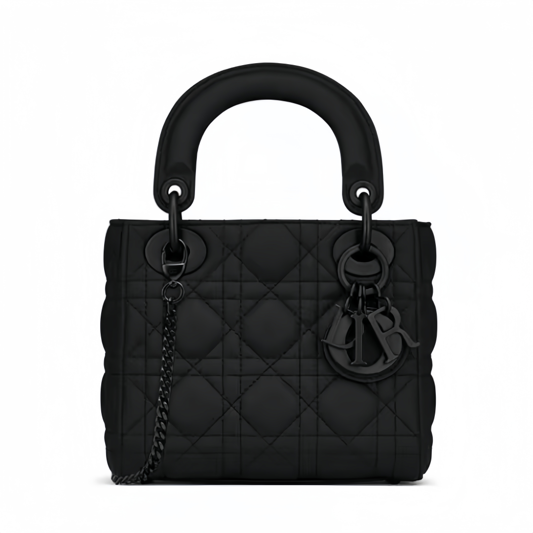 DIOR Lady Dior Matte Three - Compartment Cowhide Bag, Lady Dior Bag, Shoulder, Cross - body and Handheld Bag, Mini Size, Women's Style, Satin Black