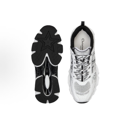 DIOR Chrono round-toe lace-up sports running shoes, casual shoes for women and man, white