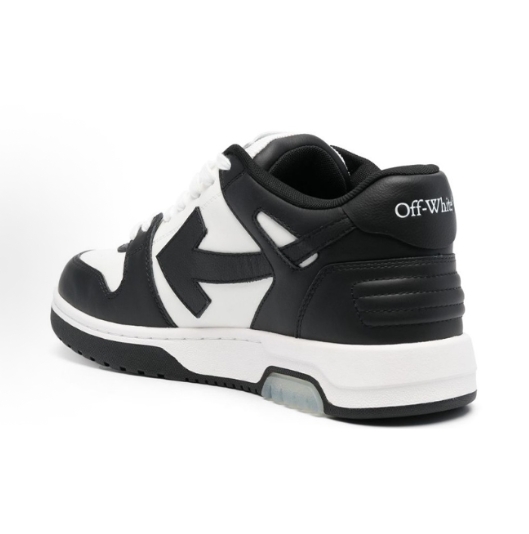 OFF-WHITE Out Of Office leather lace-up Fashionable and comfortable low-top sneakers for man and woman  in black and white