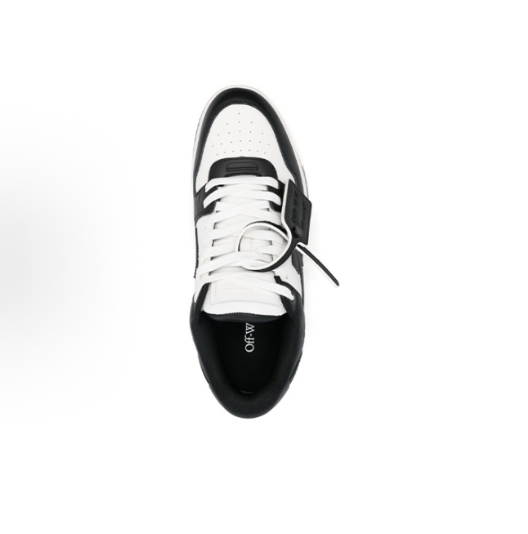 OFF-WHITE Out Of Office leather lace-up Fashionable and comfortable low-top sneakers for man and woman  in black and white