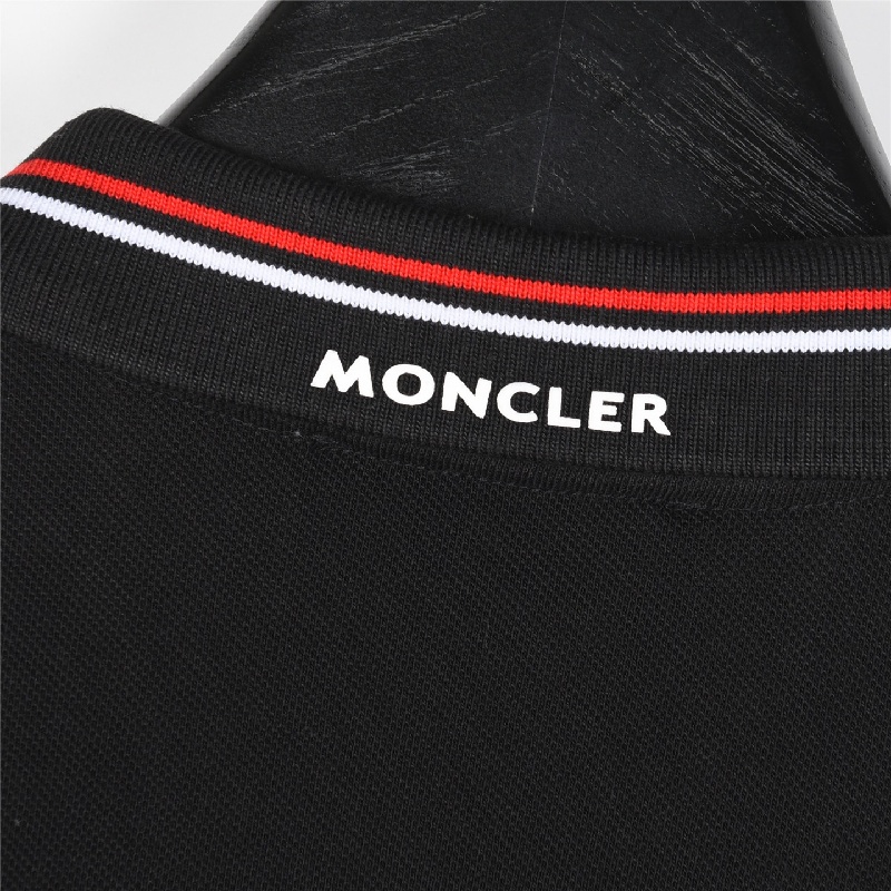 Moncler Classic Small Logo Neckband Ribbon Short - sleeved Polo Shirt