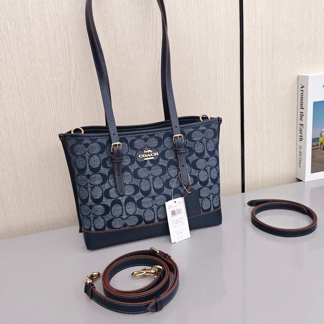 COACH Mollie 25 Classic Monogram Jacquard Chambray Bag with Zipper Closure, Handbag / Shoulder Bag / Crossbody Bag, Medium Size, Women's Style