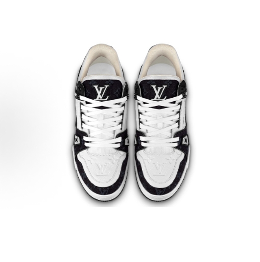 LOUIS VUITTON Trainer panda embossed print low-top fashionable sneakers in white and black for both men and women