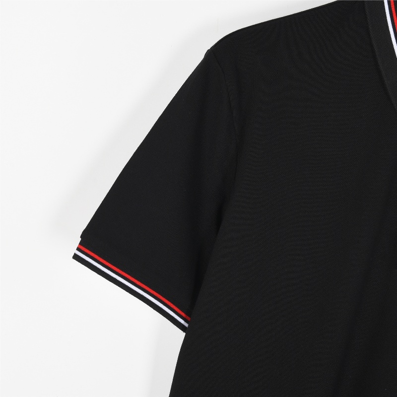 Moncler Classic Small Logo Neckband Ribbon Short - sleeved Polo Shirt