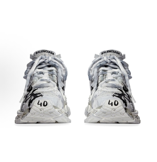 Balenciaga Runner Graffiti Mesh lace-up Low top sport casual shoes for man and woman in white and black as old version >