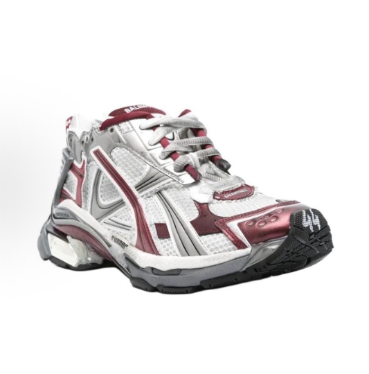 Balenciaga Runner round-toe lace-up casual shoes for man and woman in white, gray and red