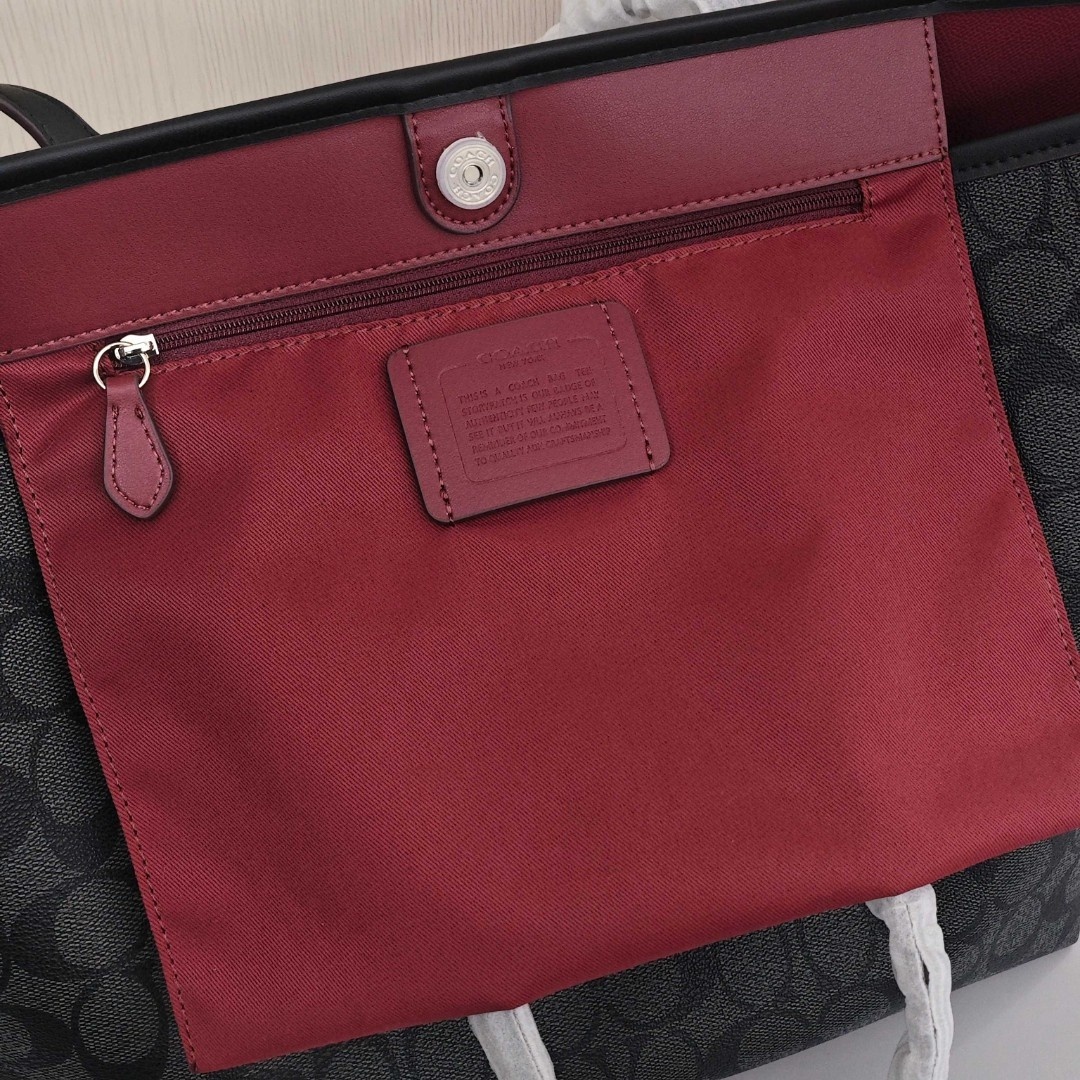 COACH City 33 Synthetic Leather Tote Bag / Shopping Bag / Handbag, Large Size, Women's Style, Carbon Black