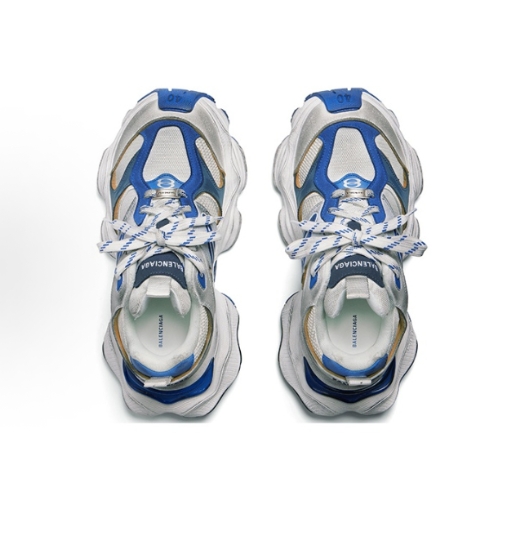 Balenciaga Parisian Cargo round-toe lacing comfortable and versatile low-top casual shoes for man and woman in white and blue