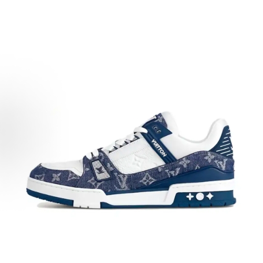 LOUIS VUITTON Trainer LV denim leather American retro Western Trendy, noble and high-end luxury distressed, anti-slip, wear-resistant low-top sneakers