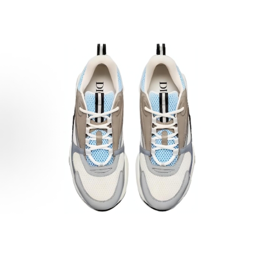 DIOR B22 leather shock-absorbing, anti-slip, wear-resistant, breathable, low-top casual shoes for men and women, white, gray and blue, Global purchase >