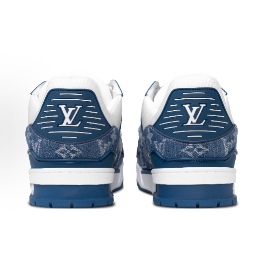LOUIS VUITTON Trainer LV denim leather American retro Western Trendy, noble and high-end luxury distressed, anti-slip, wear-resistant low-top sneakers