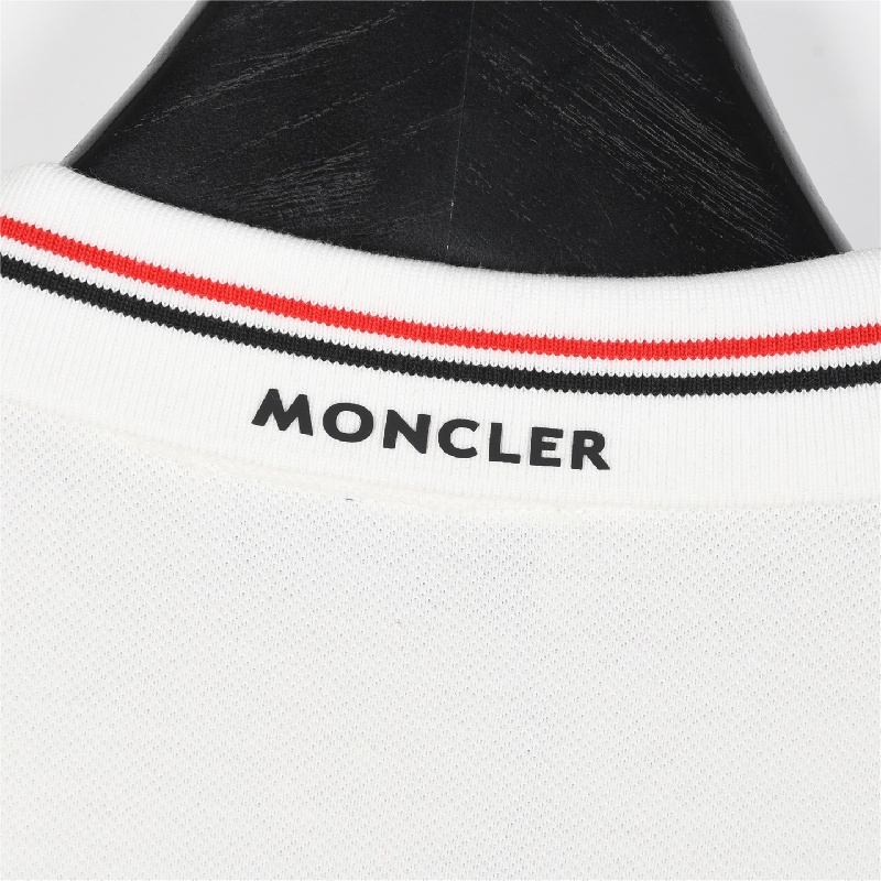 Moncler Classic Short-sleeved Polo Shirt with Small Logo and Ribbon on the Collar