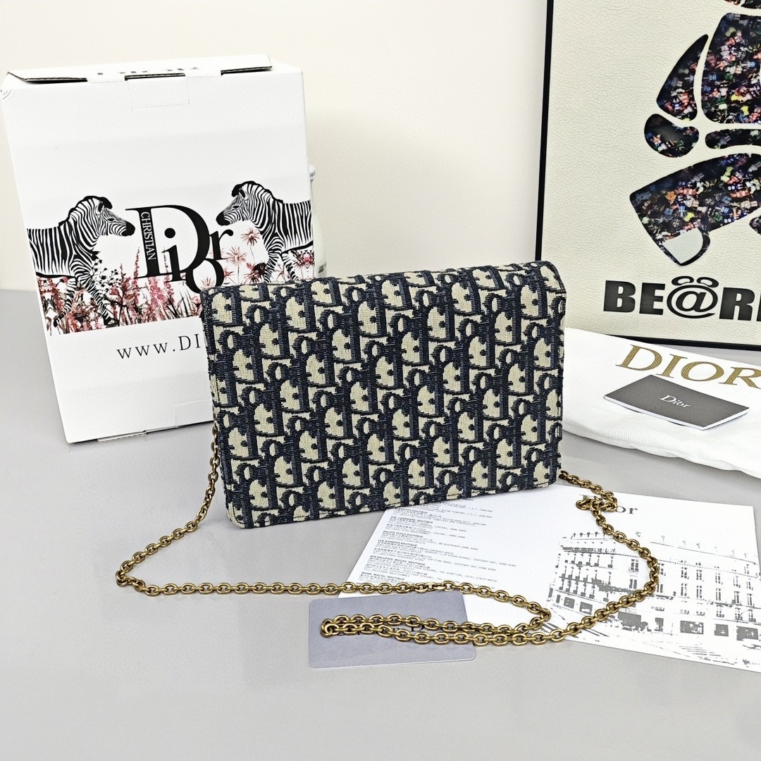 DIOR Saddle Classic Embroidered Monogram All - Over Jacquard Handbag, Regular Size, Women's Style, Grey