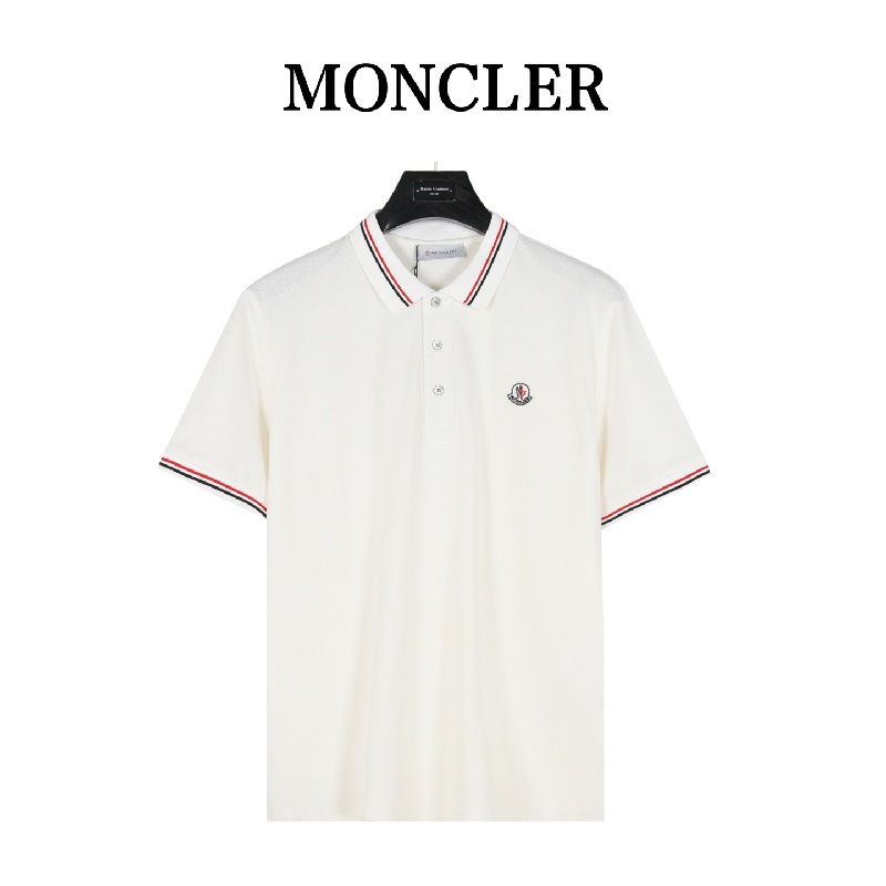 Moncler Classic Short-sleeved Polo Shirt with Small Logo and Ribbon on the Collar