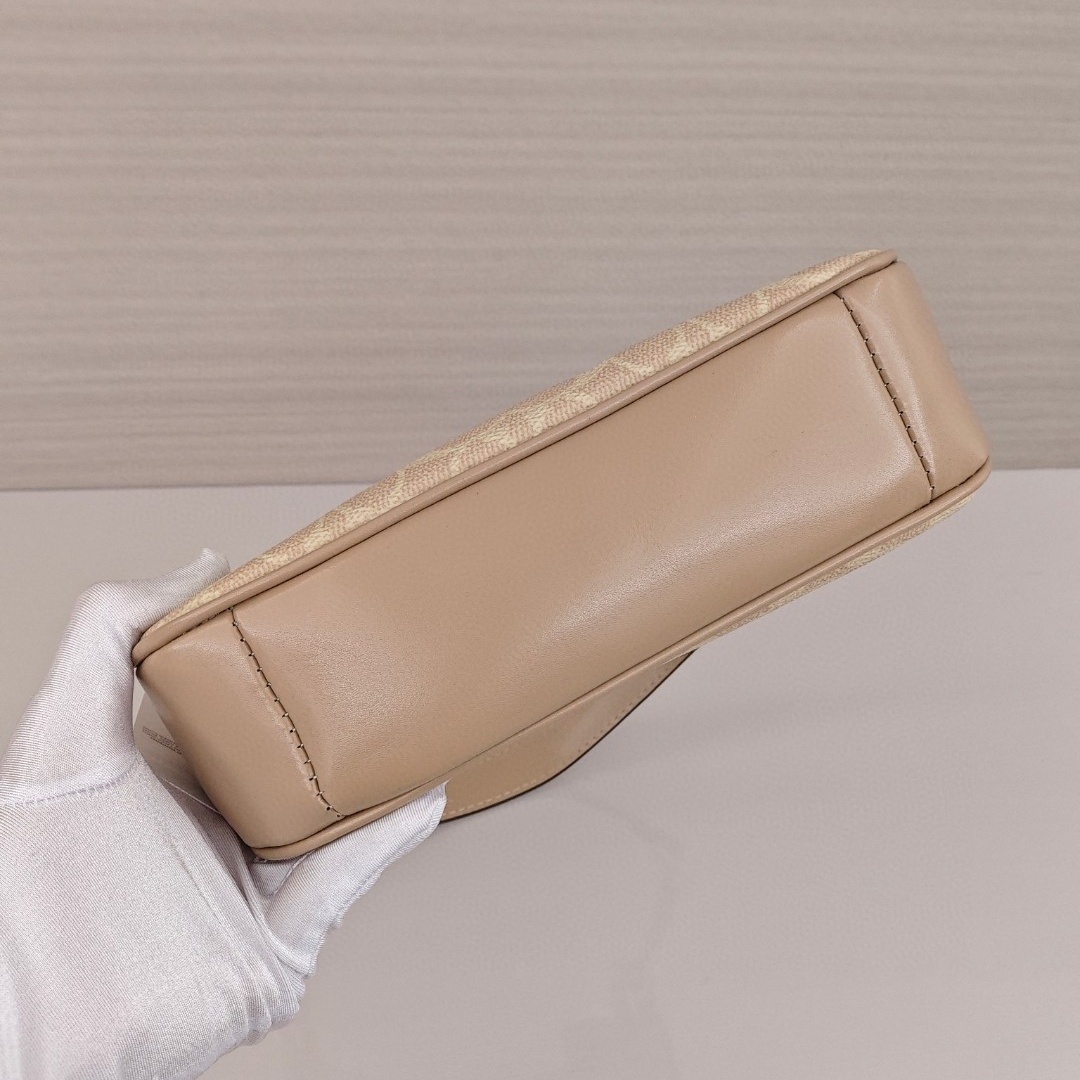 COACH Teri 24 Classic Monogram Logo Shoulder - Crossbody - Handbag, Medium Size, Women's Style, Sand - Yellow with Taupe