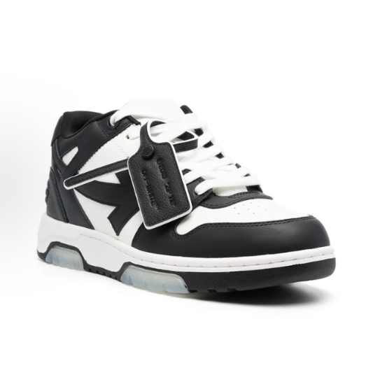 OFF-WHITE Out Of Office leather lace-up Fashionable and comfortable low-top sneakers for man and woman in black and white