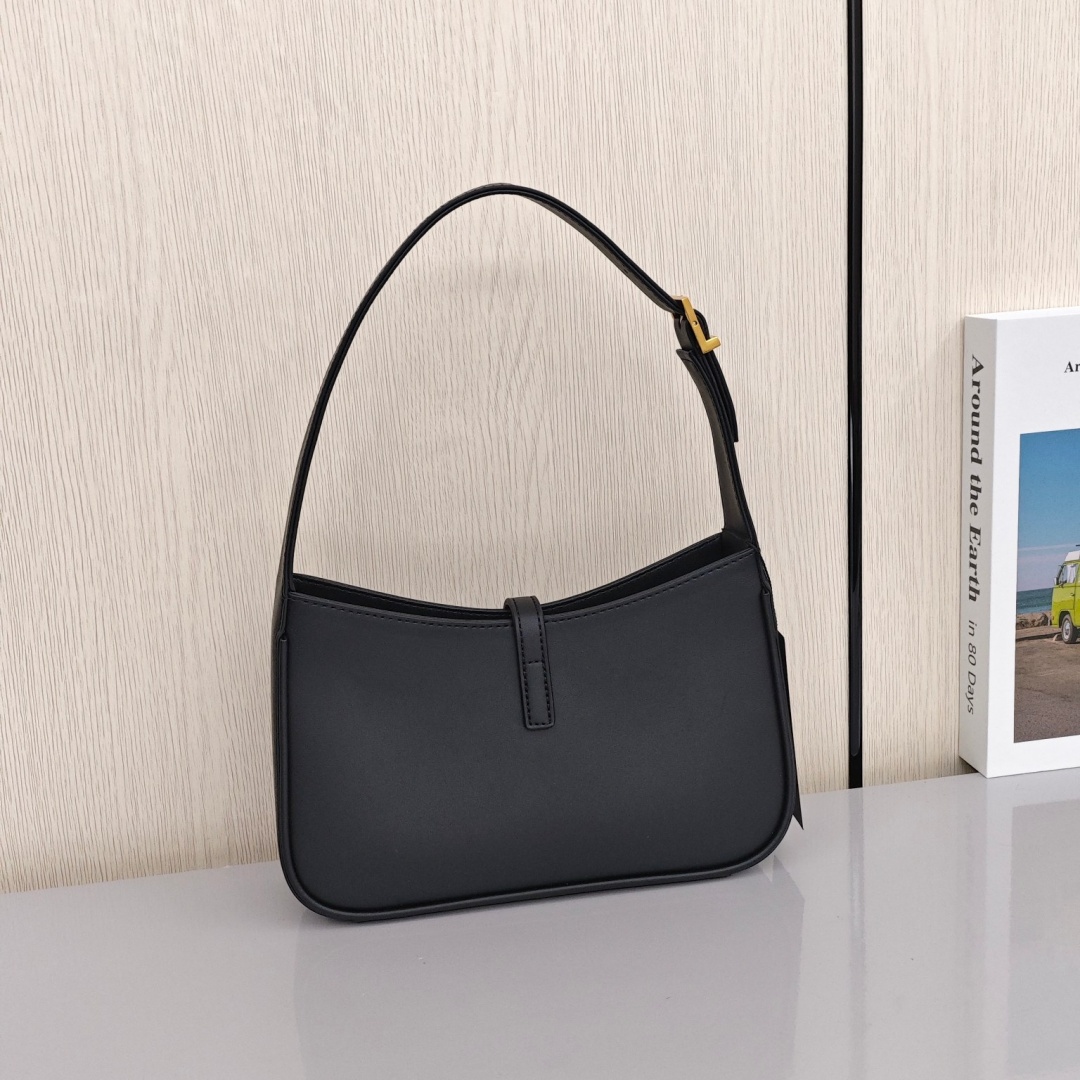 SAINT LAURENT YSL LE5A7, Cowhide Leather Handheld and Shoulder Bag, Women's Style, Black